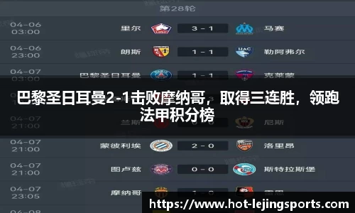 巴黎圣日耳曼2-1击败摩纳哥，取得三连胜，领跑法甲积分榜